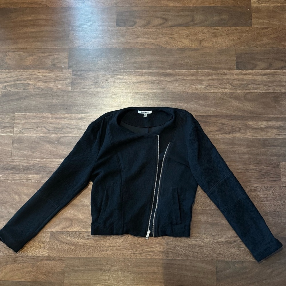 DKNYC Black Women's Side Zipper Detail Jacket/Sweater - Size Large